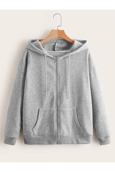 MANCY Unisex 2ip Knitted Fabric Gray Unprinted Cardigan