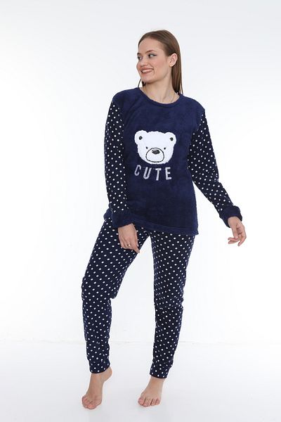 FAMES PİJAMA WINTER PLUS SIZE FLEECE PAJAMAS SET