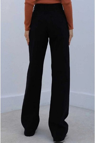 Livik Girl's Black Lycra Super High Waist Loose Leg Jeans