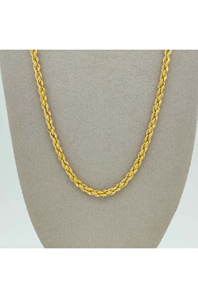 byBurak GOLD Halat Burgu Zincir Kalın – 70 cm