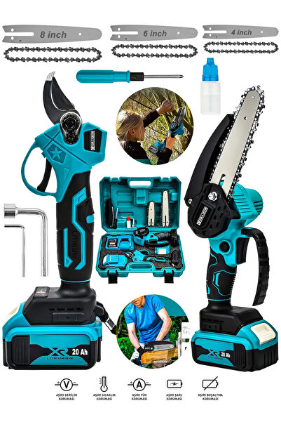 MOONSHOP 2 Li Set 128 Vf 10 Ah Çift Akülü Bakır Sargı Çelik Şanzuman Şarjlı D...