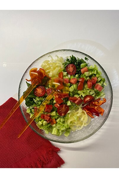 Multiamo Glass Salad Bowl with Spoon / Salad Plate / Presentation Bowl / Fruit Bowl / 28CM