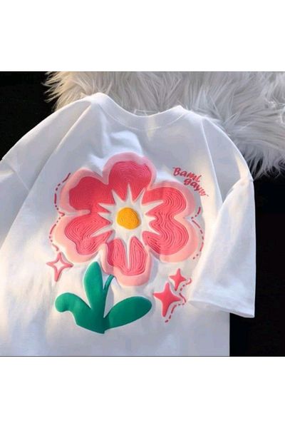 Gofeel Y2k Flower Star Detail Oversize Unisex T-shirt