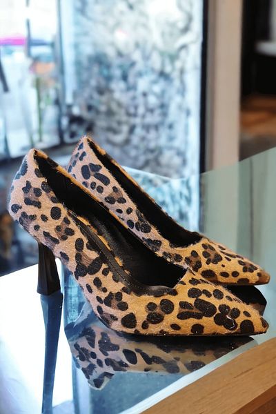 DURUNUN BUTİĞİ 8CM Heel Length Leopard Patterned Daily Stiletto