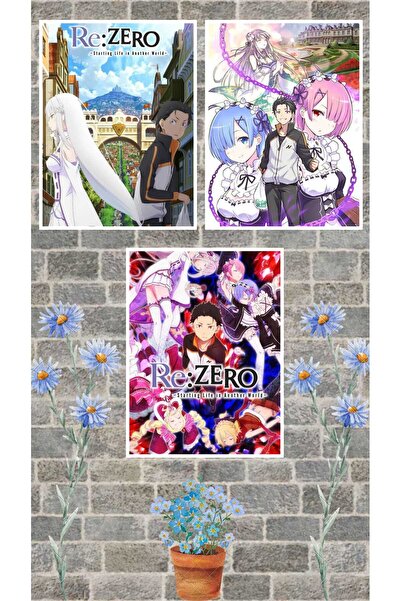 animeandyourworld re zero poster seti 3 adet A3 boyutu 30*42 cm 200 gr kuşe k...