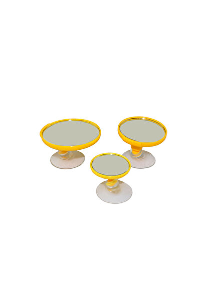 Cartex Sarı Yuvarlak Araba Iç Dikiz Aynası Vantuzlu - 3'lü Set (ÇAPLARI 5-7-9 CM TÜM ARAÇLARA UYGUNDUR)