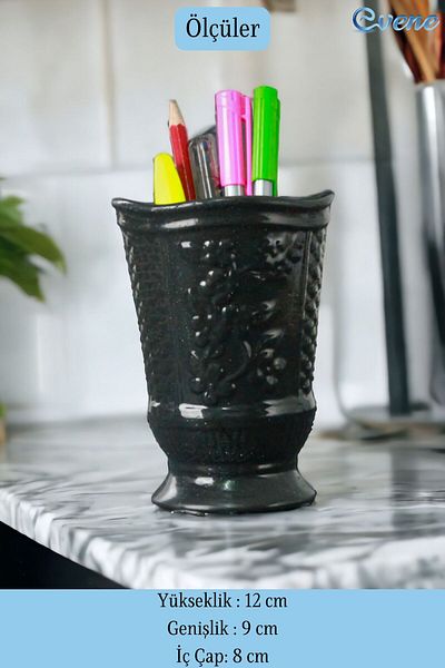 Evene Pen Holder Black Color Desk Pen Holder Organizer Pen Holder Model 9