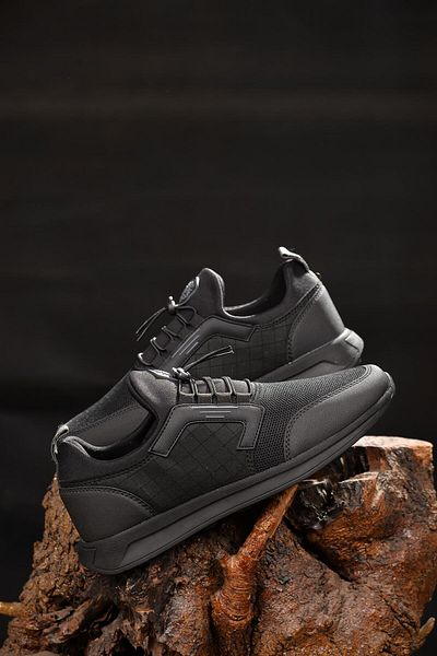 M.P. Men's Black Laceless Sports Anti-Sweat Orthopedic Sole Anti-Slip Daily Comfortable Walking and Running Shoes