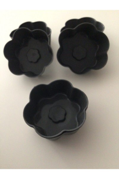 PİNK ROSE Bybirgül Anthracite 12-Piece Silicone Mini Daisy Cake Mold, Muffin Mold 12 Pieces, Airfryer Compatible