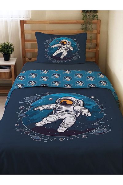 Evmila Σετ Παπλωματοθήκη Διπλής Όψης Astronaut με σχέδιο 2 τεμαχίων χωρίς σεντόνια 160x220 cm