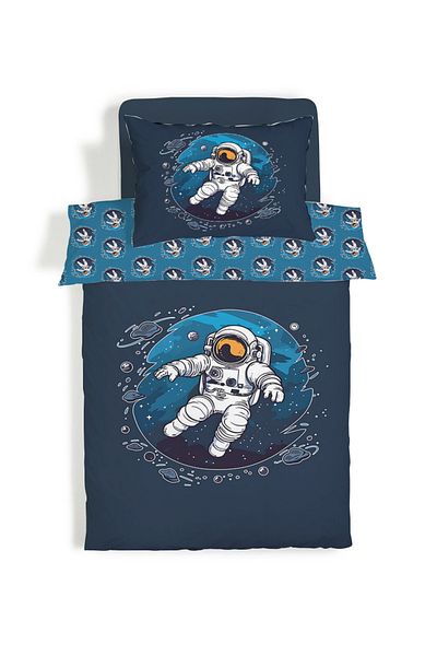 Evmila Σετ Παπλωματοθήκη Διπλής Όψης Astronaut με σχέδιο 2 τεμαχίων χωρίς σεντόνια 160x220 cm