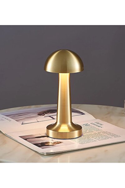 HEDİYEBİZİZ Şarjlı Dokunmatik Led Masa Lambası - GOLD Rengi