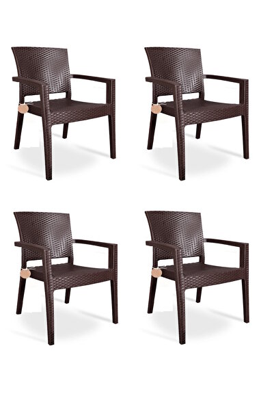 nar sokağı 4 Adet Zeugma Rattan Kollu Sandalye Koltuk 4'lü Set
