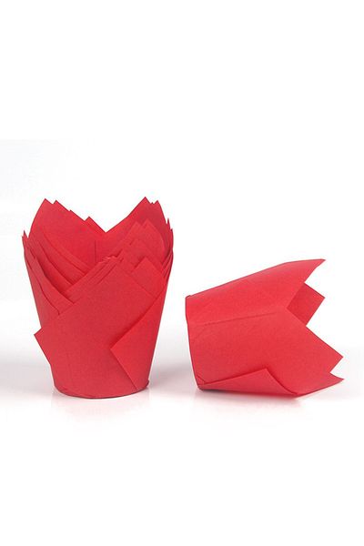 Trend Hediye Sepeti 200 Red Muffin Cupcake Molds - Tulip Capsule Tulip