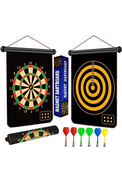 Numaca Manyetik Mıknatıslı Katlanır Dart Seti Küçük Boy Çift Taraflı Bez Many...