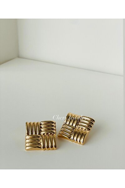 Cheri Jewelry - أقراط مربعة ذهبية عتيقة VIP