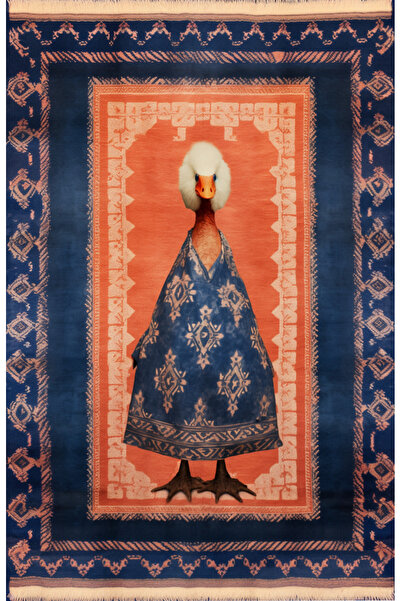 Dido Collection Modern Decorative Carpet with Motif and Duck Pattern 3384