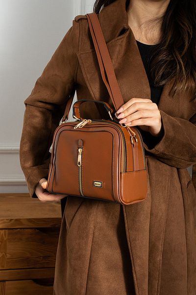 Ramada Çanta Tan Faux Leather Hand and Crossbody Shoulder Bag