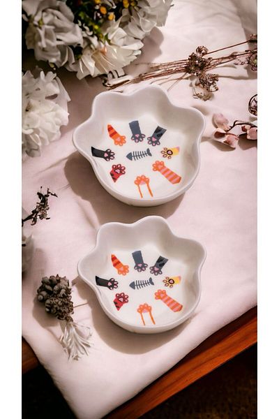 WPAWZ 300 ml Hope 2-Piece Ceramic Cat and Dog Food Water Bowl