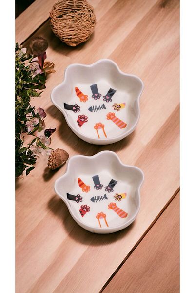 WPAWZ 300 ml Hope 2-Piece Ceramic Cat and Dog Food Water Bowl