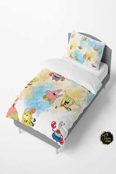 Talia Home Sünger Bob Desenli Çocuk ve Bebek Nevresim Takımı SpongeBob TLAN-313