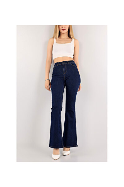 MAKRAS EXCLUSIVE Дамски испански тъмносини дънки Дънки с висока талия и ликра...