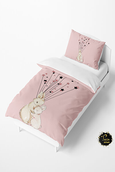 Talia Home طقم غطاء لحاف للأطفال والرضع على شكل أرانب TLAN-167