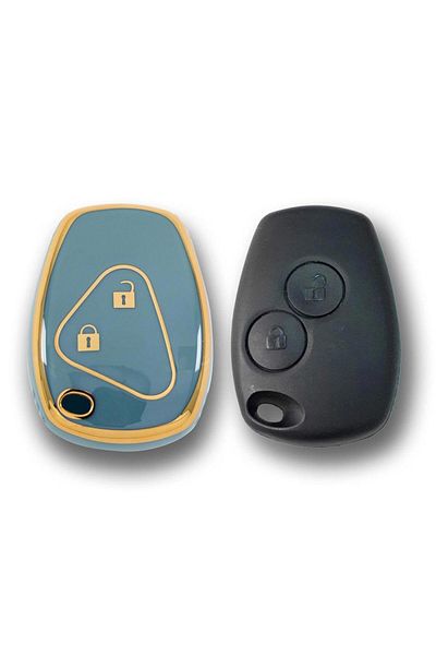 GMA KEYS Luxury Renault Clio 3 Dacia Duster 2 Button Nano Key Case Gray Gold Gold Color