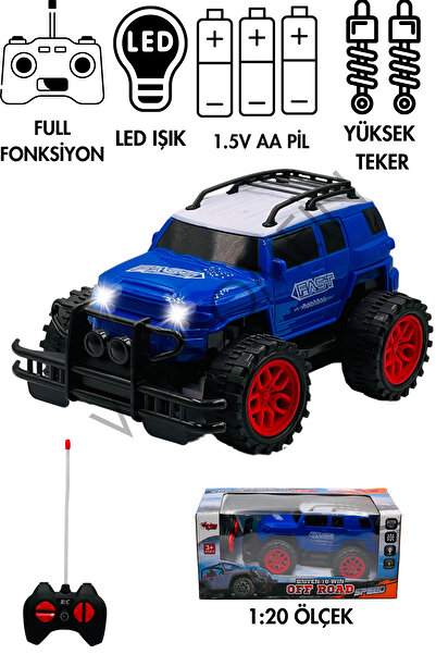 welcomein Oyuncak Uzaktan Kumandalı Pilli Full Fonksiyon Işıklı Drift Atabilen OffRoad Yüksek Teker Araba Jeep