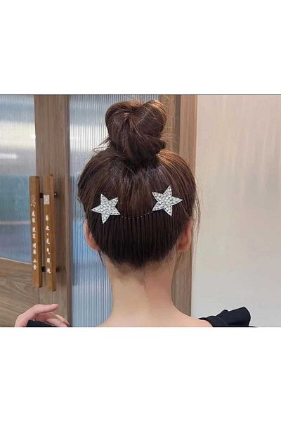 MİNAHOBİ Trend Silver Crystal Stone Star Μοντέλο Κρυφό Ανοιξιάτικο κούμπωμα μαλλιών (Η ΤΙΜΗ ΕΙΝΑΙ ΤΙΜΗ)