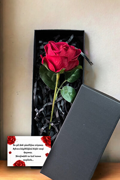 Zemtigo Özel Kutulu Solmayan Kırmızı Gül Sevgiliye Hediye Yapay Gül Özel Not