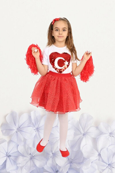 NACAR NEW STYLİSH طقم تي شيرت منقوش بأكمام قصيرة وتنورة توتو للفتيات بتصميم 2...