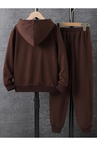 Serays moda Комплект анцуг с качулка за момичета/момчета с принт и чаши за кафе