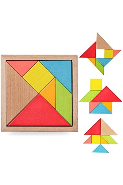 Numaca Eğitici Oyuncak Renkli Ahşap Orta Boy Tangram Akıl Zeka Mantık Ve Strateji Oyunu 7 Parçadan Oluşur