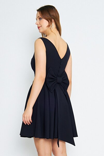 Bidoluelbise Жіноче плаття з бантиком на спині, декоративними ґудзиками, V-по...