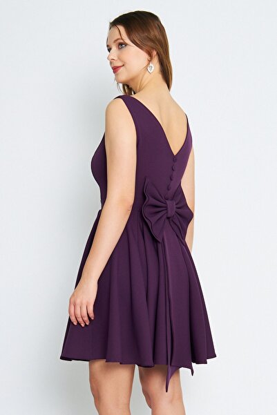 Bidoluelbise Rochie de seară pentru femei, cu fundă, cu nasturi ornamentale, ...