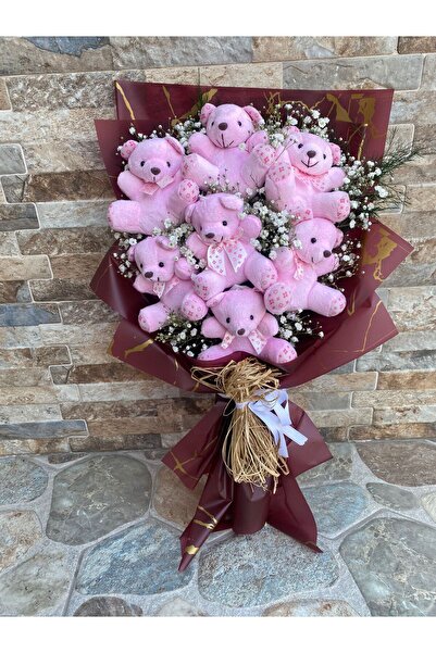 peluş Tasarım Pembe Ayıklı Buket