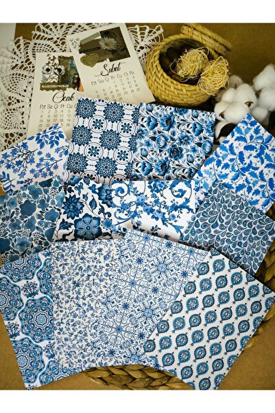 SelisCraft Scrapbook Mavi Çini Desen Kağıt Seti 01 Ajanda Planlayıcı Bullet J...