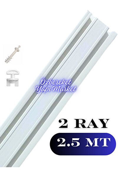 özbereketyapimarket Korniş 2 Raylı Perde Rayı 2.5 Metre 2 Li Korniş Süper Kalite