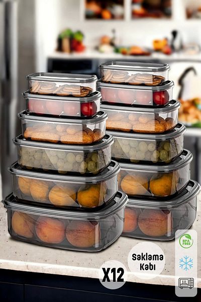 Madamev 12-Piece Multi-Purpose Storage Container Set Kitchen Picnic Food Container Rectangular Food Organizer Box with Lid