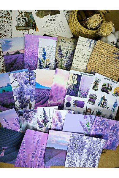 SelisCraft Lavanta Temalı Bullet Journal Kağıt Etiket Sticker Seti Journal / ...