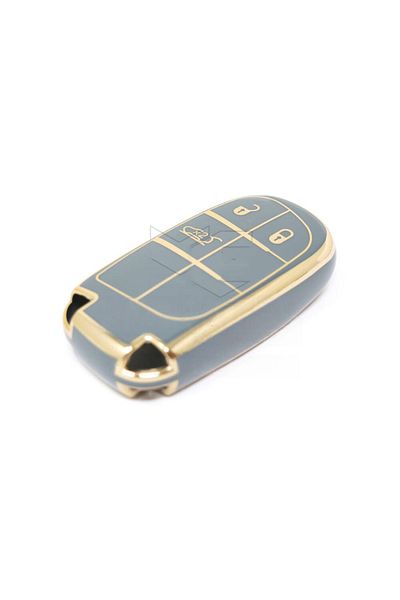 GMA KEYS Luxury Fiat Egea Cross 500 Compatible Jeep Smart 3 Button Nano Protection Key Case Gray Gold Gold Color