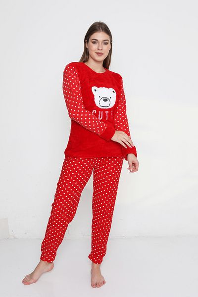 FAMES PİJAMA WINTER FLEECE PLUS SIZE PAJAMAS SET
