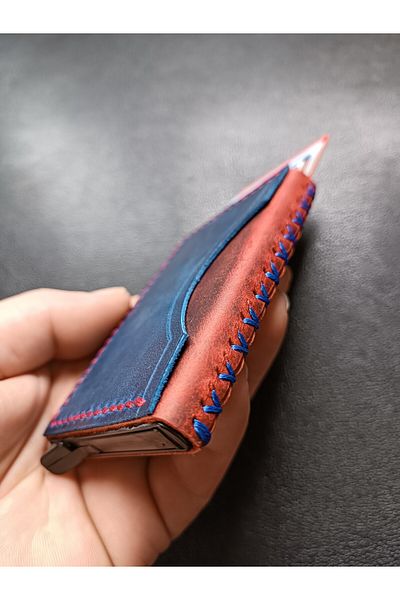 cgderi Suport card mecanic din piele naturală + brichetă