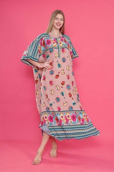 mervemoda Γυναικείο υφαντό φόρεμα με κυρίαρχο γιακά μπροστά με μοτίβο με μανίκια με σκίσιμο