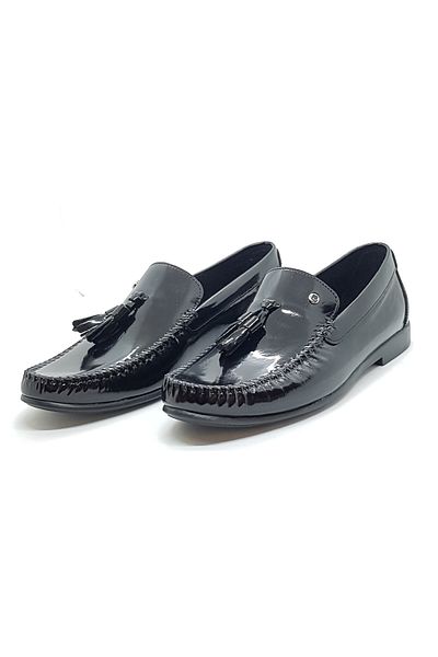 Pierre Cardin черни лачени мокасини от естествена кожа