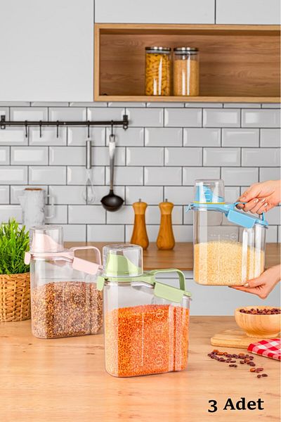 AHİR TİCARET New Generation Multifunctional Storage Container 1800 ml 3 Pieces
