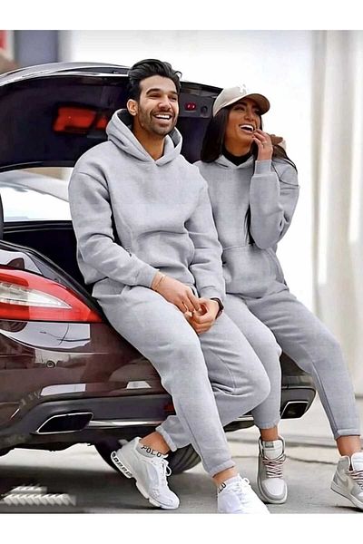 NZN COLLECTION Unisex Γυναικείες Ανδρικές φόρμες Oversize Lover Couple Σετ φόρμας 2 τεμαχίων με μασίφ κουκούλα στο κάτω μέρος