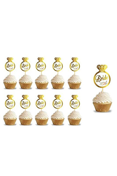 Trend Hediye Sepeti 10 قطع من أعواد أسنان العروس المطبوعة بالرقائق الذهبية، ز...