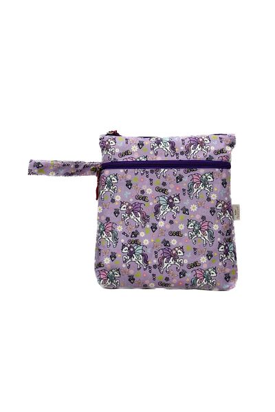 Atelier Bomonti Mami Kids Wet&dry Waterproof Wet Dry Dirty Clean Beach Pool Nursery Functional Patterned Purple Bag